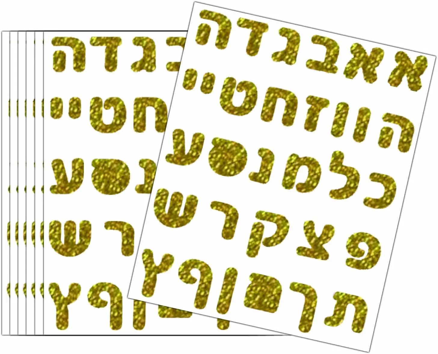300 Pcs Gold Hebrew Letter Stickers Hebrew Letter Decor Labels for Kids Learning, Hebrew Alphabet Stickers