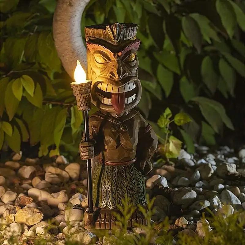 New 2024 Ya Huo Torch Totem Outdoor Garden Light Courtyard Light Amazon Tribe Totem Resin Desktop Craftsmanship Ornament Gift