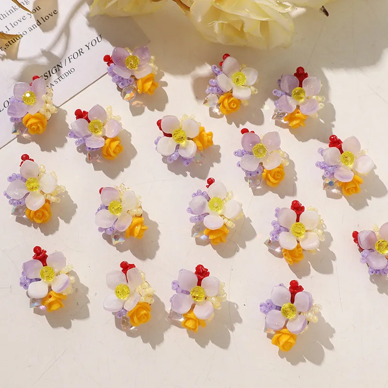 Beaded Tulip Shoe Charm 1 Piece Cream Color Block Original Ethereal Lightweight Clip for Clogs Jelly Clear Shoes Women