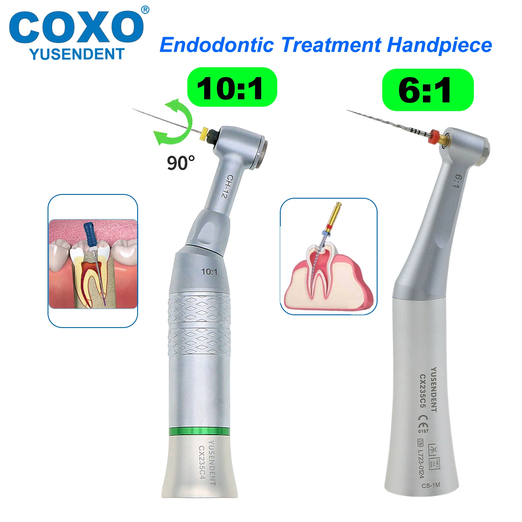 

COXO Dental Low Speed Handpiece 6:1/10:1 Endodontic Treatment Handpiece 90º Reciprocating E Type Fit Dentsply M4 KAVO NSK W&H