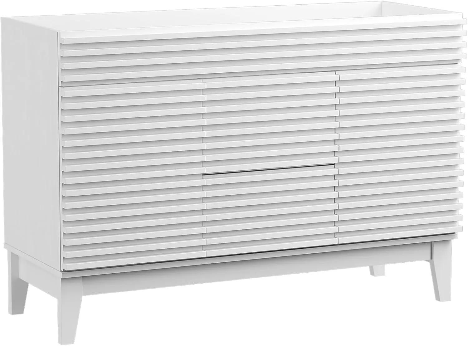 

48-дюймовый туалетный столик для ванной комнаты, отдельно стоящий туалетный столик для ванной комнаты середины века, рама из ДСП, белый (раковина в комплект не входит)