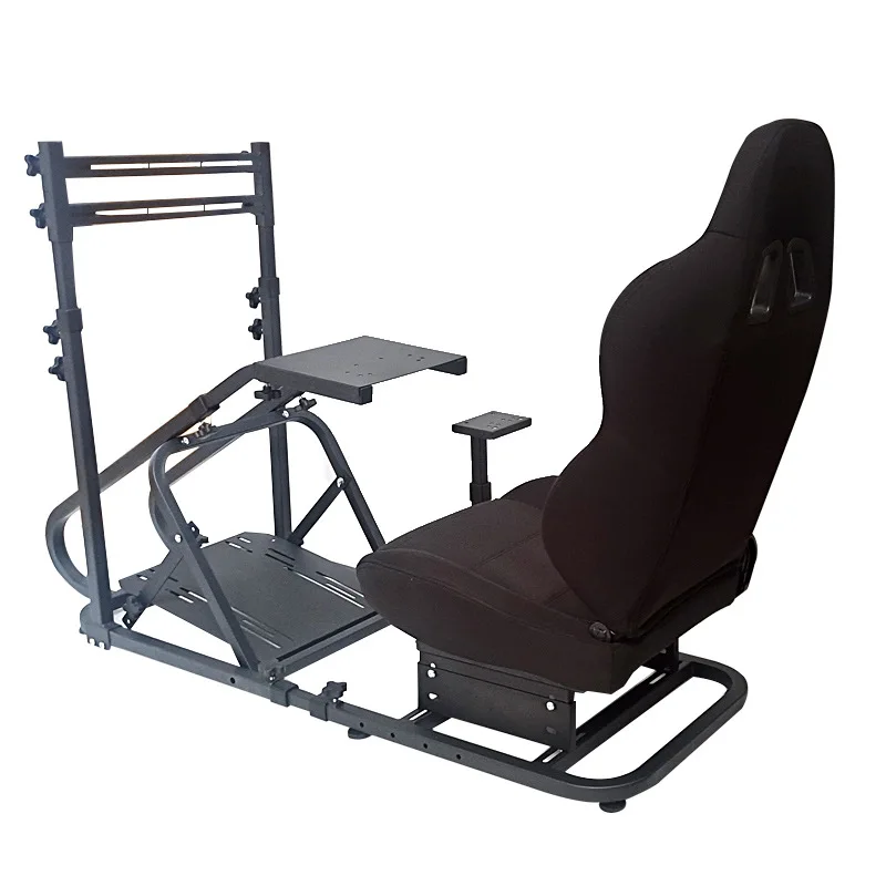 Folding simulation racing game steering wheel integrated seat bracket