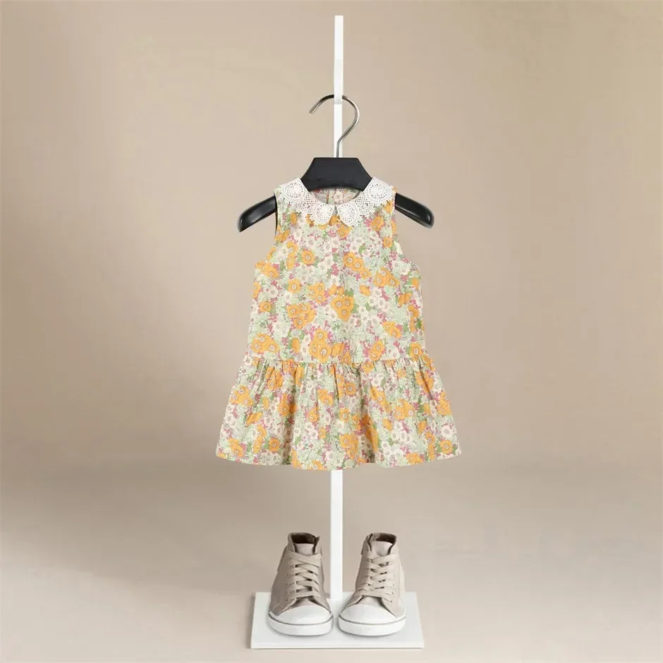 Kids Girls Clothes Summer Dresses  New Petal Frill Sleeveless Children Flower Dresses for 1-5 Years Toddler Big Child Dress