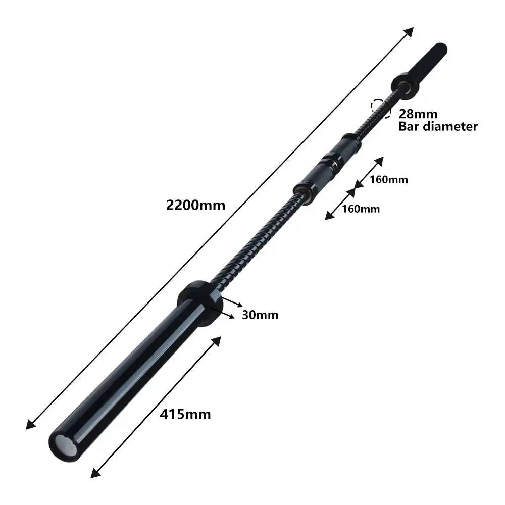 2.2m 20KG Steel Barbell, Gym Powerlifting Strength Training Technical Bar