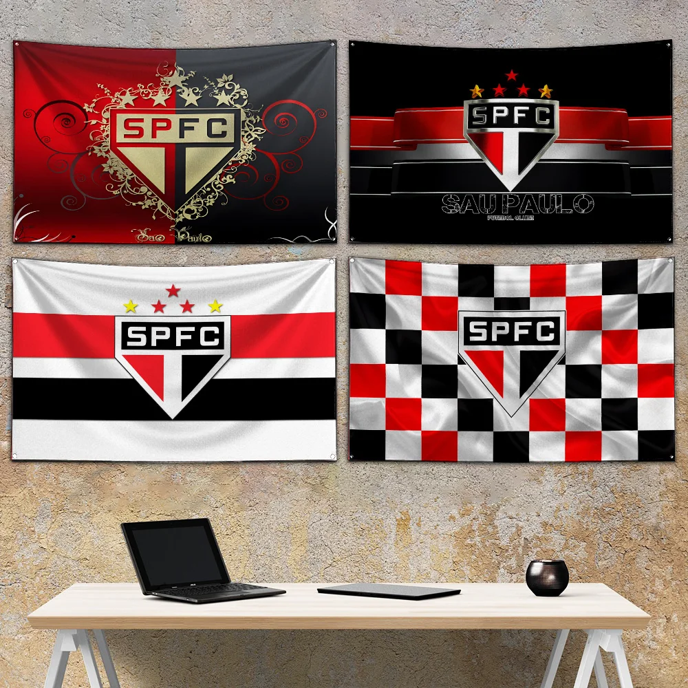 B-BrazilS SaoS PauloS  F-FutebolS ClubeS FC  Flag Polyester Digital Printing Banner For Garage or Out door Decoration