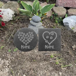 Personalized Pet Memorial Stone Custom Dogs Name Love Paw Print Carve Custom Engrave Stone for Cat and Dog Loss Gifts