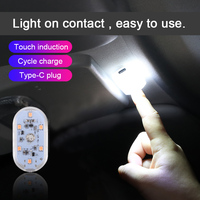 1pcs Mini USB Type C Charging LED Night Light 6/8 SMD Touch Sensor Car Atmosphere Lamp Closet Drawer Kitchen Sensing Wall Light