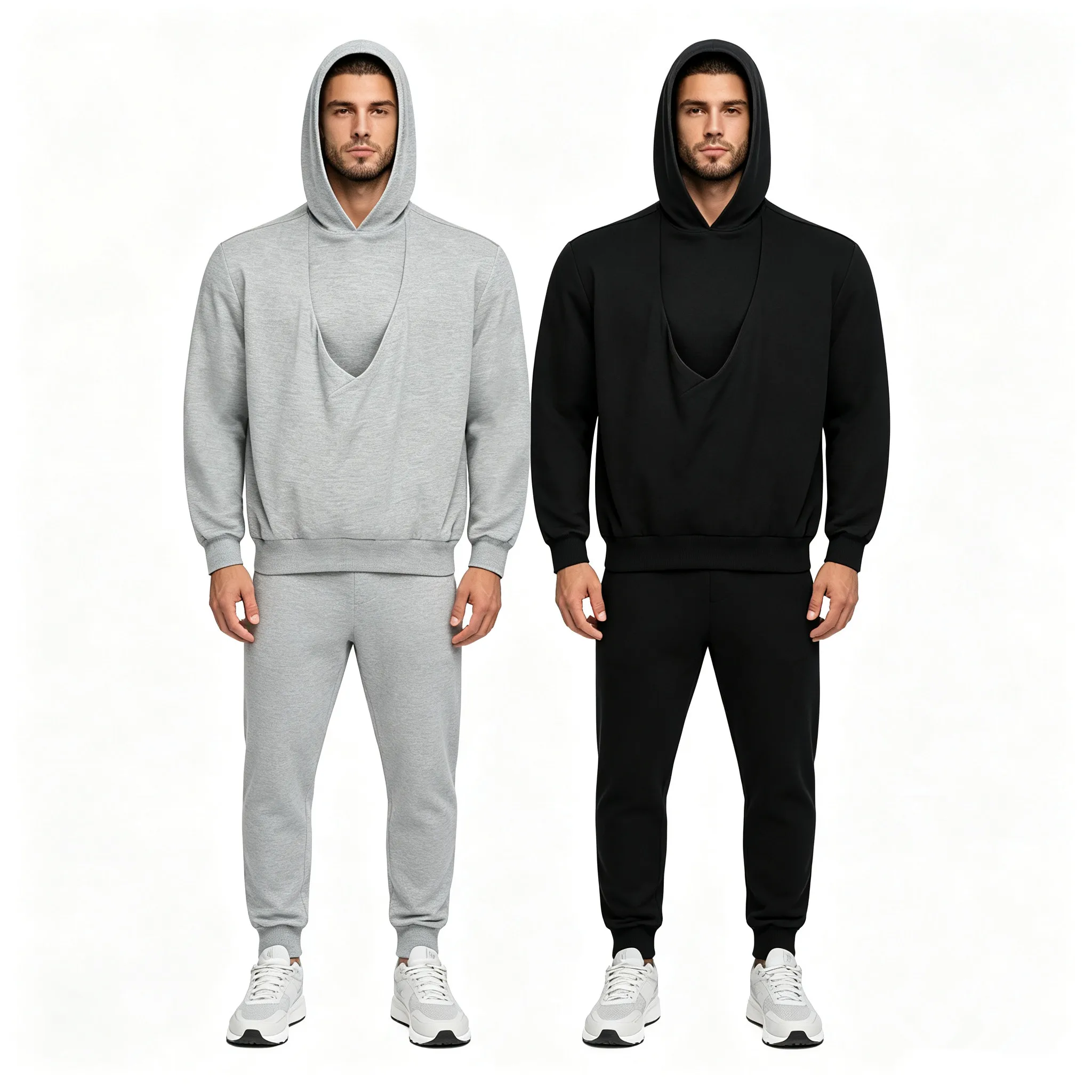 Men Kangaroo Hooded Sweatshirt Dad And Baby Carrier Hoodie Large Pouch Pullover Top for Outing Travel Cycling Daily Home Wear