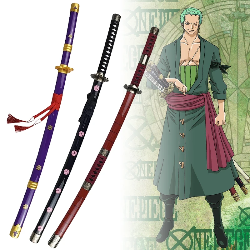 Espada de Roronoa Zoro Katana Sandai de 104cm, cuchillo de utilería de Cosplay de Anime, hoja Ninja, tamaño Real, Katana japonesa, juguete de sable samurái Original