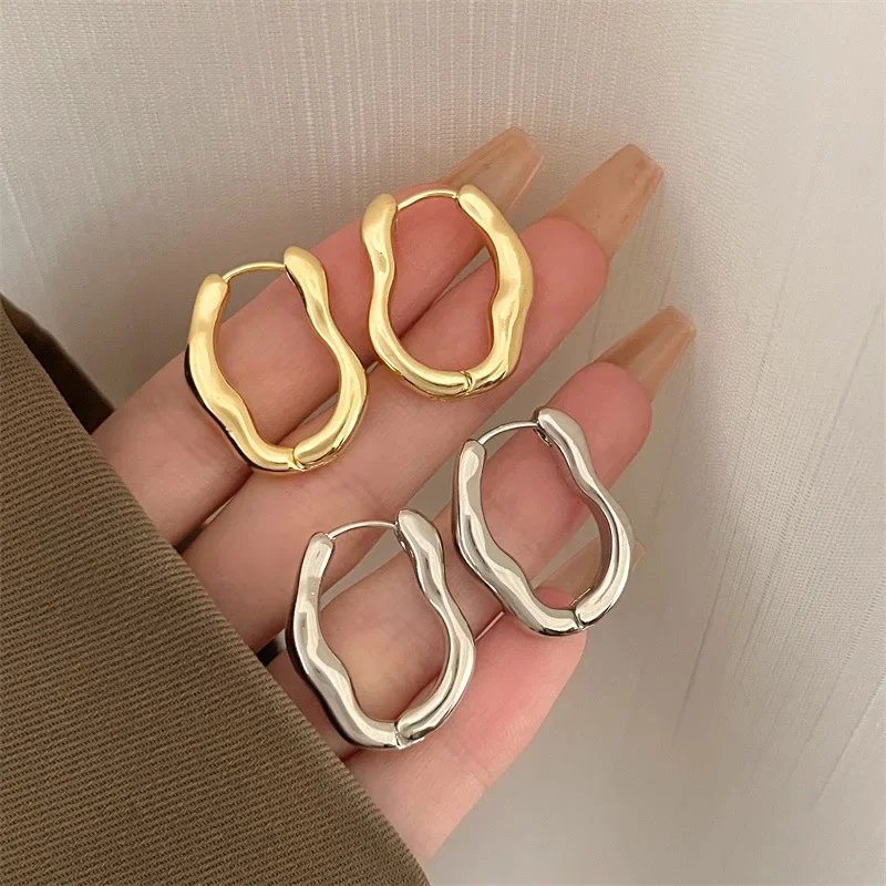 Trending Metal Geometry Hoop Earring Fashion New Design Irregular Minimalist Earrings for Women Fashion Jewelry Gift