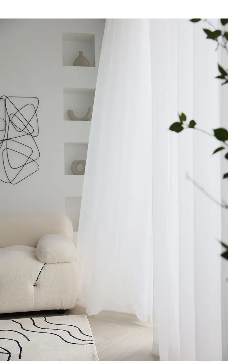 Transparente Vorhänge aus weißem Tüll für Wohnzimmer, Esszimmer, Schlafzimmer, Garn, transparent, Voile, Tür, Sichtschutz, Fenster, Blind – Detail 3