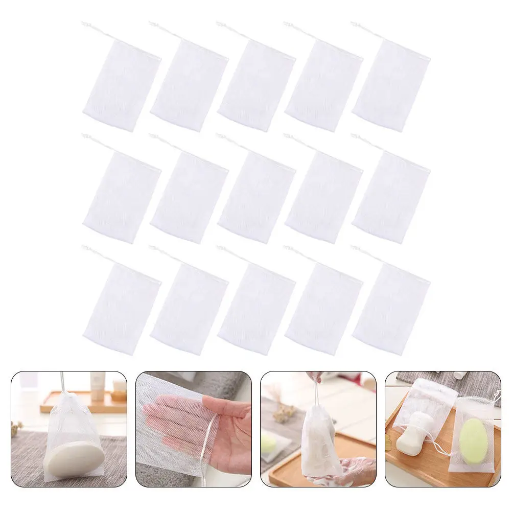 50Pcs Soap Mesh Bag Foaming Net Maker Mesh Pouch for Face Wash Shower Cleansing Net Foaming Nets