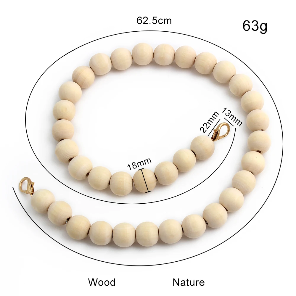 1/4/10PCS 30-60cm Natural Short Shoulder Strap With Hooks Wooden Beads For Handbag Mobile Phone Chain Decor Gifts Accessories
