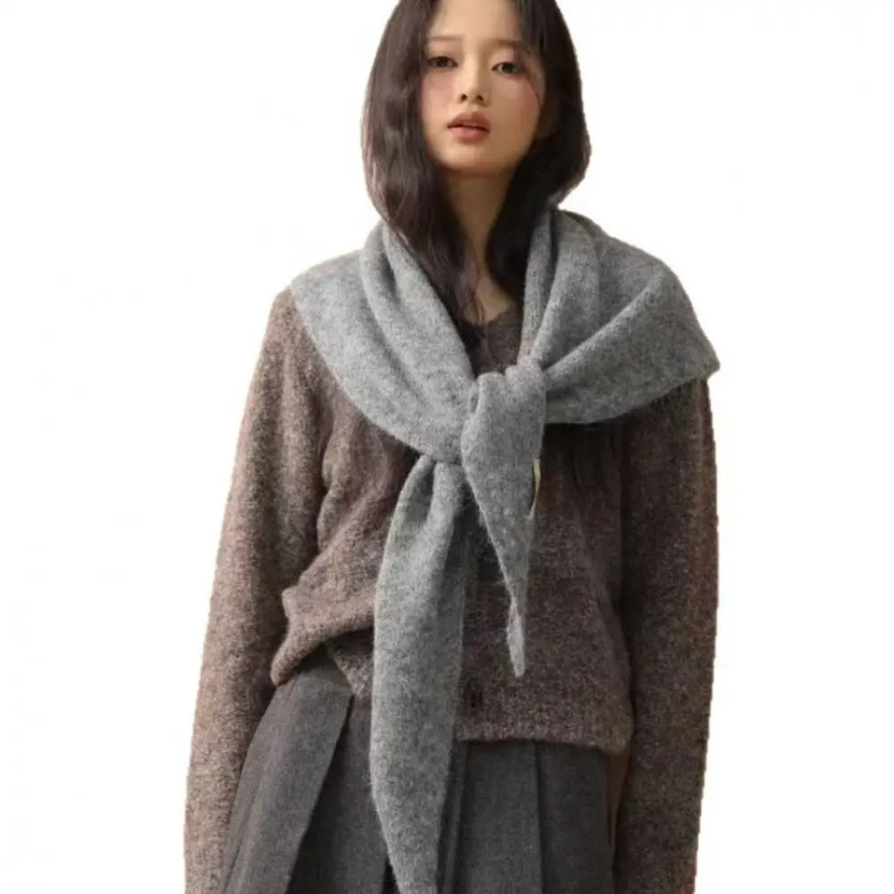 

Модный супер уютный шерстяной шарф-шаль, удобный нежный мягкий треугольный хиджаб, теплая зимняя шаль, зимний женский платок