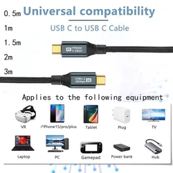 PD 3.2 100W USB C to USB C Cable Type-C Gen2 20Gbps 8K @ 60Hz Video Data Cord for PC Laptop Macbook iPad iPhone 15 Pro Max