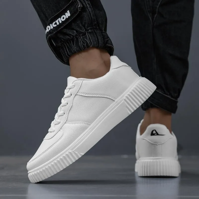 Men's Sneakers Leather Casual Shoes New Unisex Outdoor Flat Running Shoes Breathable Walking Shoe Lace-up White Men Shoes Tenis view 2