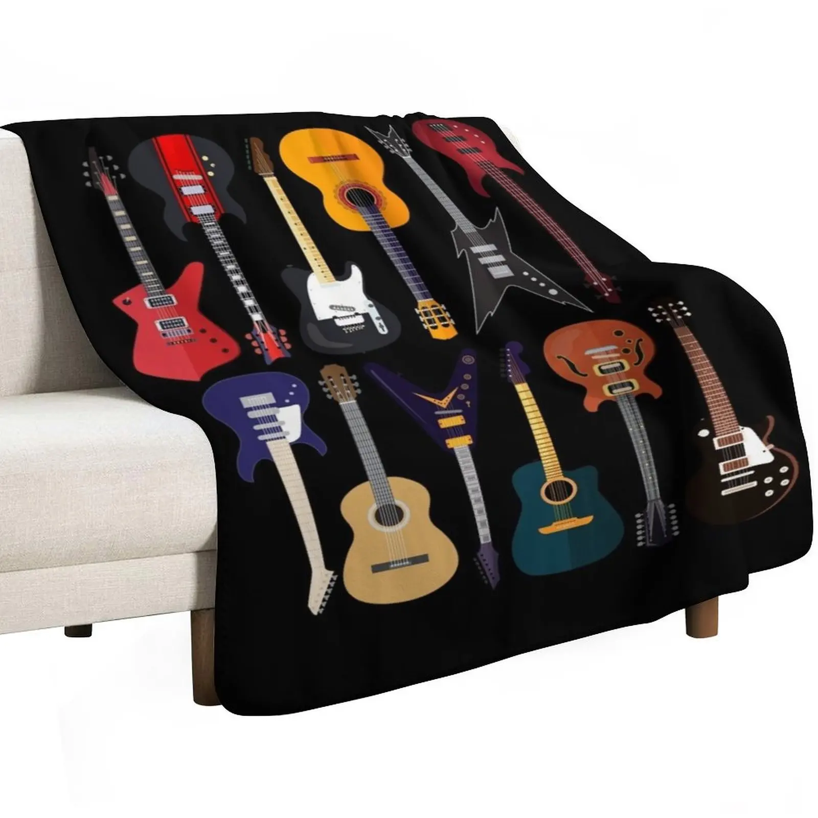 Musician Different Types Of Guitar Throw Blanket Designers Decoratives manga Sofa Travel Blankets