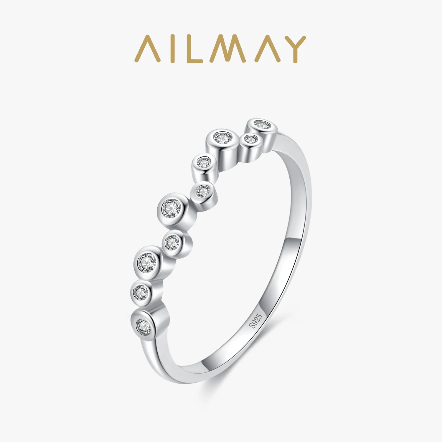 Ailmay Sterling Silver 925 Signet Ring  Irregular Bubbles Finger Rings For Women Girl  Statement Hypoallergenic Jewelry