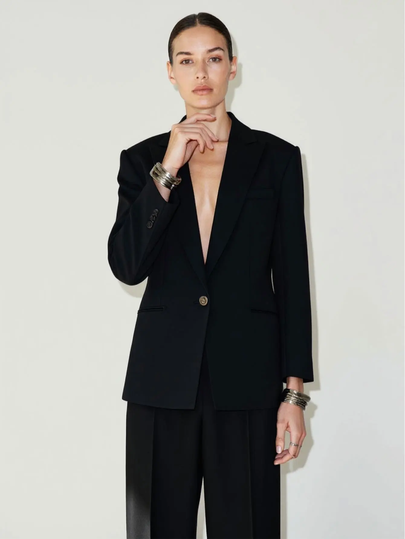 سترة نسائية بأكمام طويلة وياقة شال صيفية رسمية عادية للمكتب #4