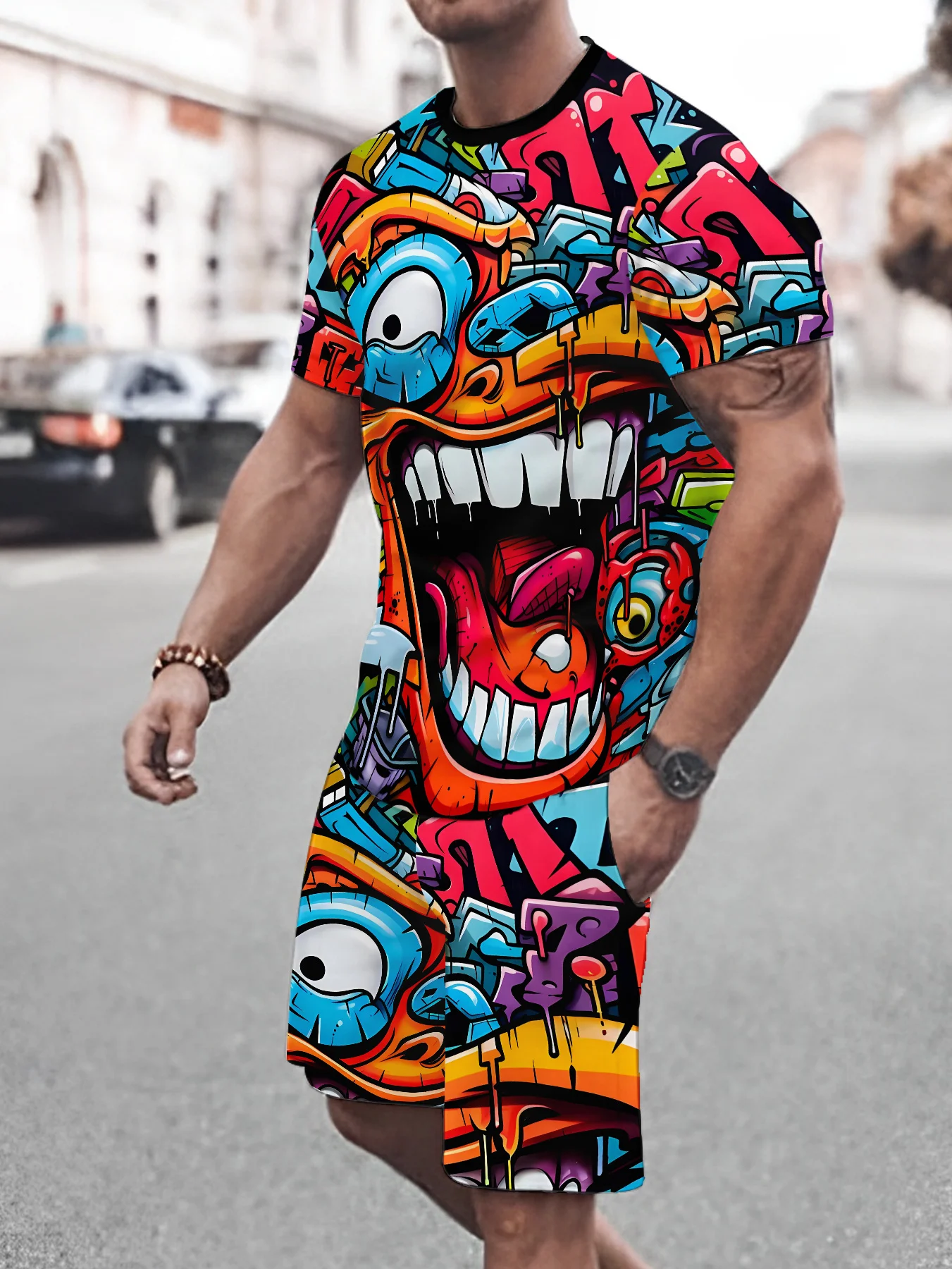 The 2025 Summer New Men's Suit Is Made of 3D Printed Outdoor Street Fabric Which Is Comfortable Soft and Lightweight