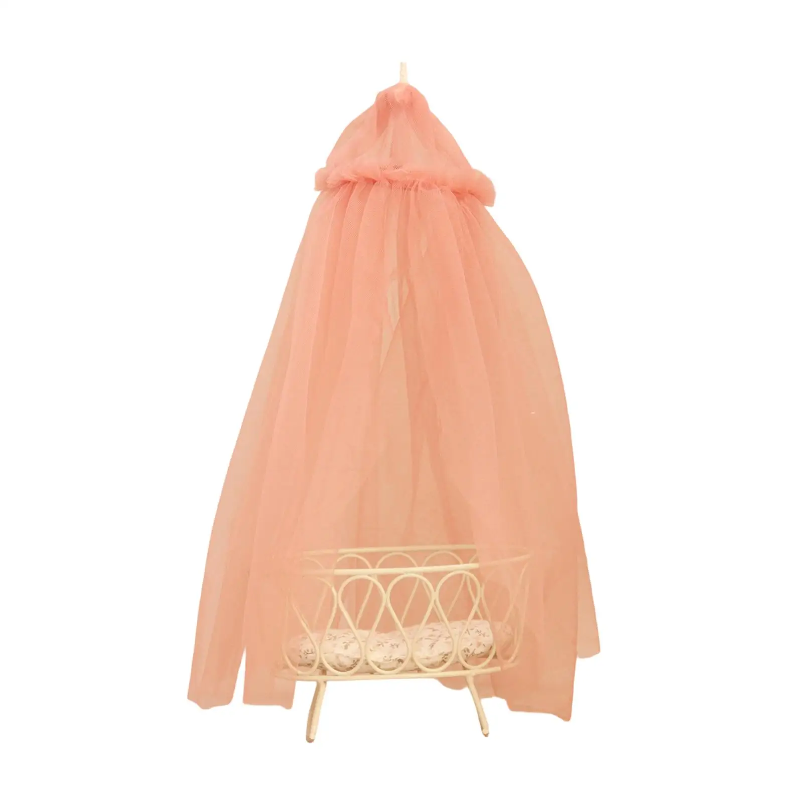 Juego de cuna y dosel a escala 1:12, muebles realistas para casa de muñecas, cama en miniatura, cama de bebé para juegos de rol, diseño de escena de vida