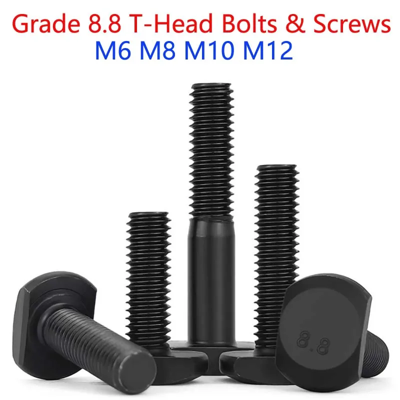 Grade 8.8 Carbon Steel T-Head ScrewsT-Slot Bolts Mold Clamps Presses Milling Machines Rectangle Hammer Head Bolts M6 M8 M10 M12