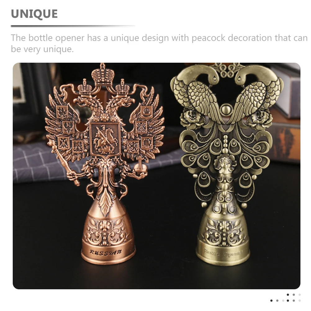 

Double Peacock Bottle Opener Vintage Metal Practical Home Bar Party Decorative Beer Soda Opener Reusable Sturdy Brass Color