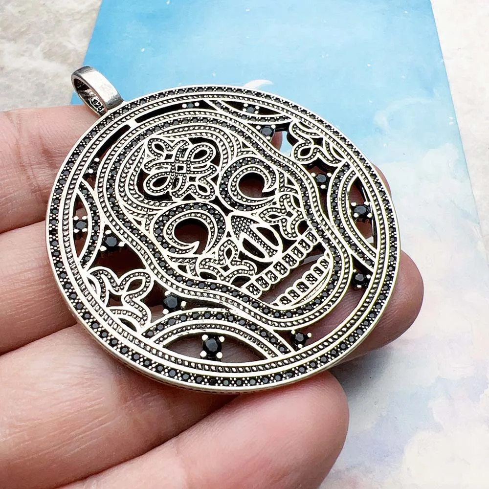 Skull Mask Pendant Spring Fine Jewelry Rebel Street Accessorie 925 Sterling Silver Vintage Gift For Women Men