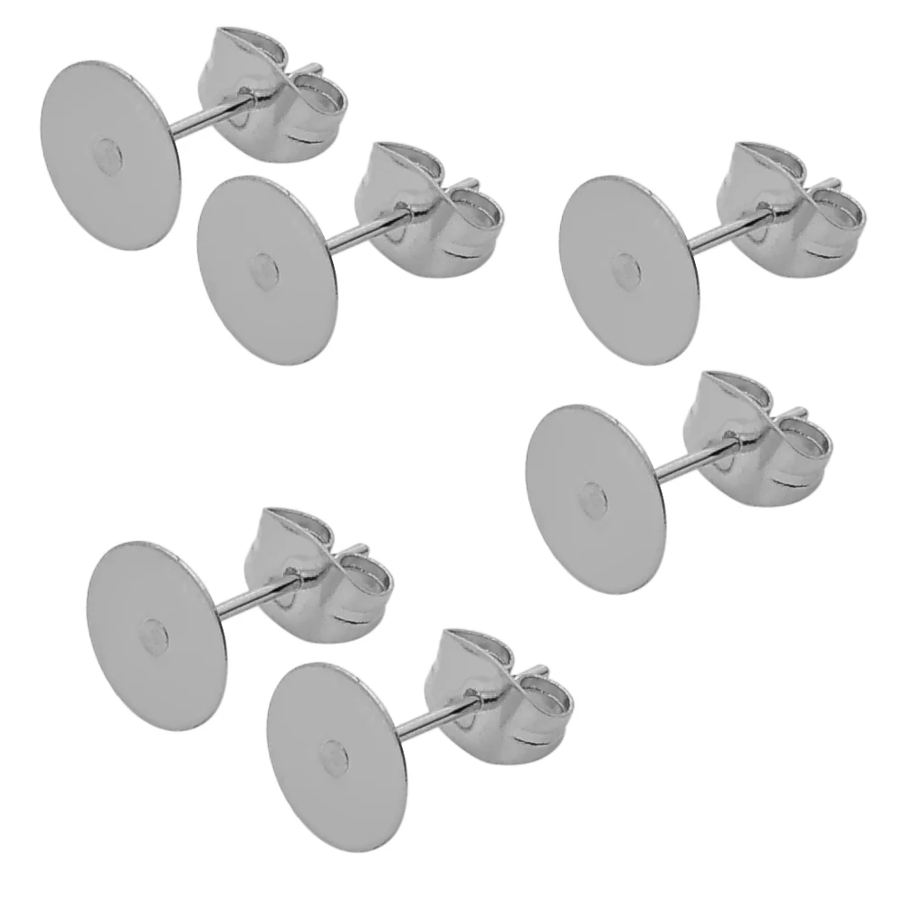 50pcs/lot Rose Gold Stainless Steel Earring Studs Base Blank Pins Post With Earring Plug Findings Back For DIY Jewelry Making