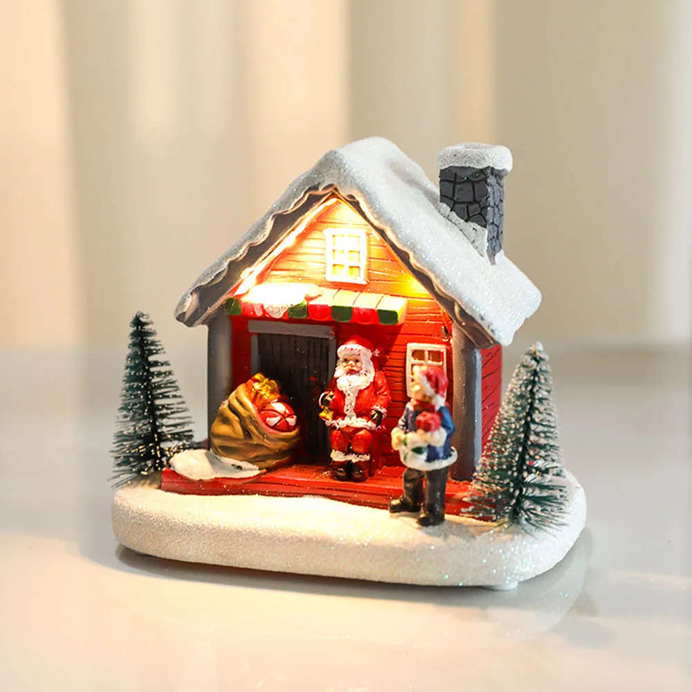 

Xmas Luminous Christmas Miniature Village Resin Craft Decor Lighted Up Table Centerpiece Ornament Christmas