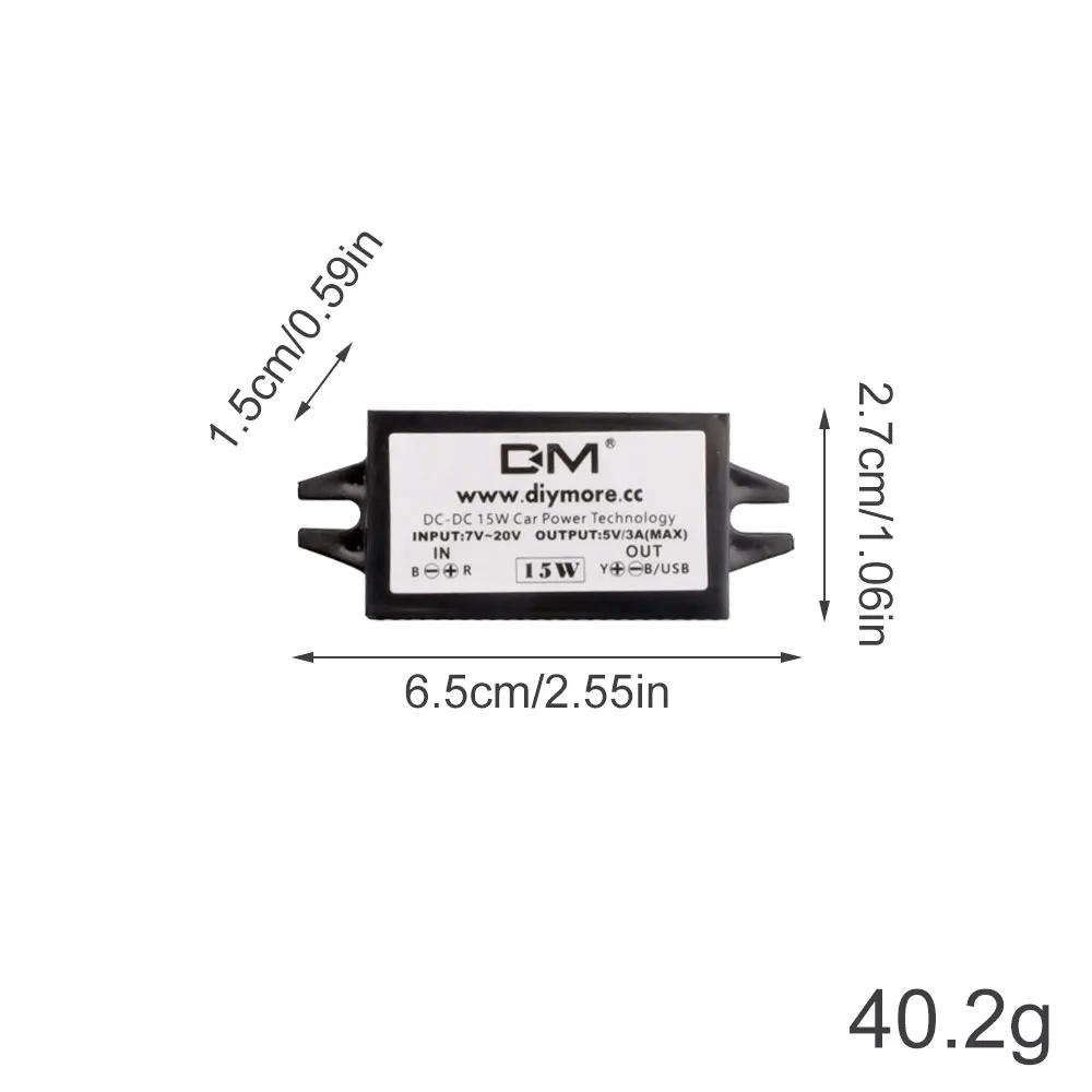 Ultra-Thin Vehicle Potting Power Cord DC-DC 5V/3A Converter Compact Waterproof DC Charger Cable for Car Reliable