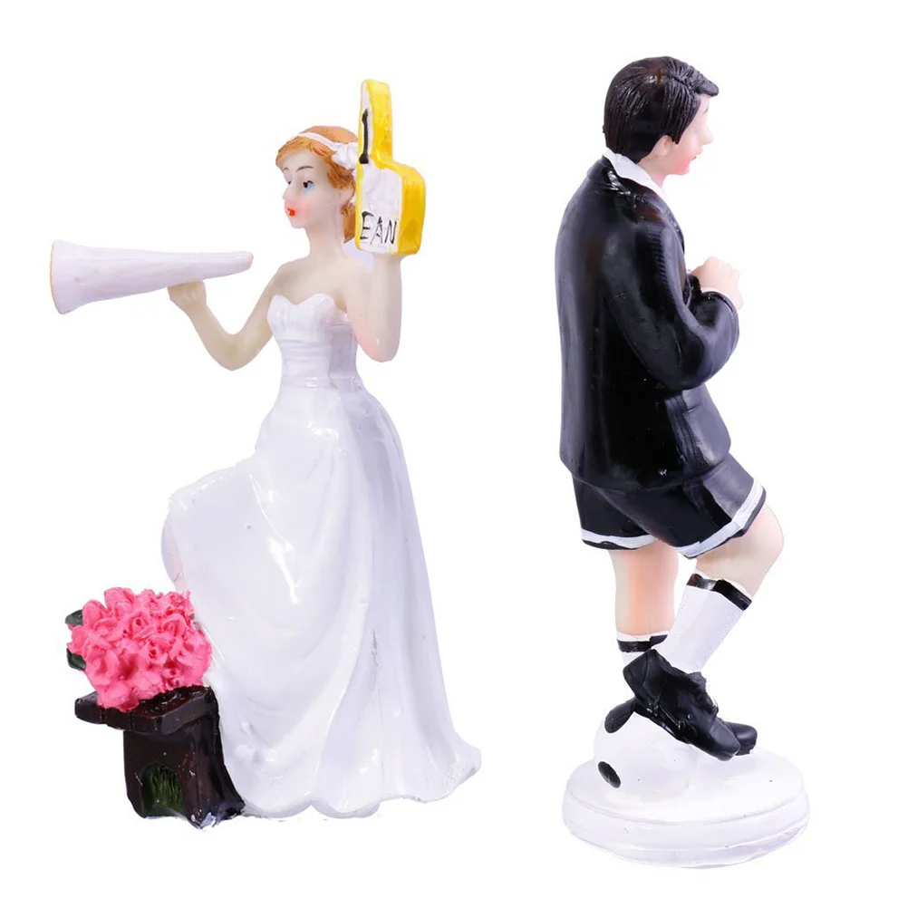 

Soccer Theme Wedding Cake Topper Decoration Resin Bride Groom Figures Creative Design Safety Nondeformable Fade