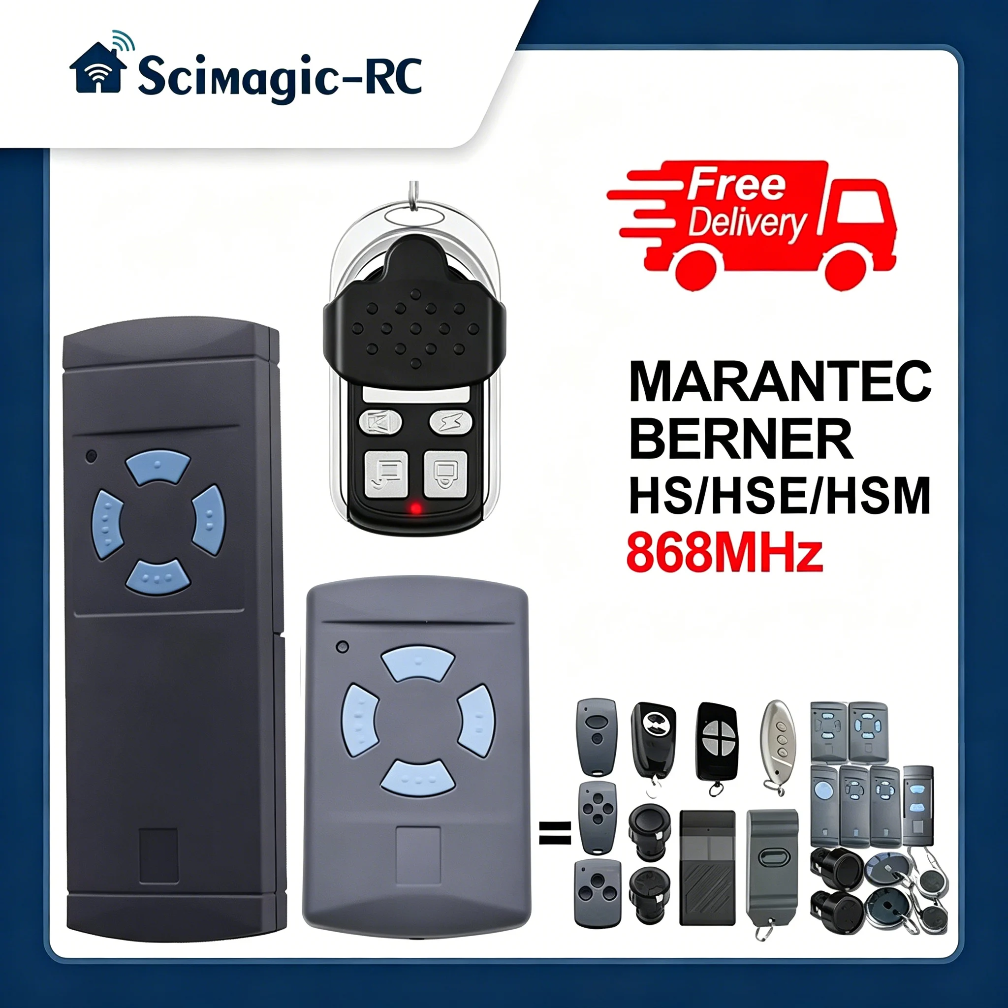 Control Remoto para Puerta de Garaje HSM HSE 868mhz, Compatible con HSE4 HS4 HSM2 HSM4 HSE2 868, Abrepuertas Digital D302 382 BERNER BHS121 BHS130