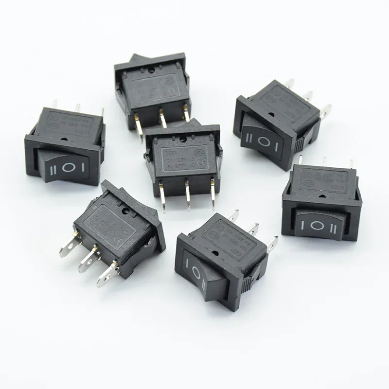 5PCS/lot 21*15 *21mm black AC 6A/250V 10A/125V SPDT On/Off/On  3 Pin Boat Rocker Switch Third Gear 3 Position