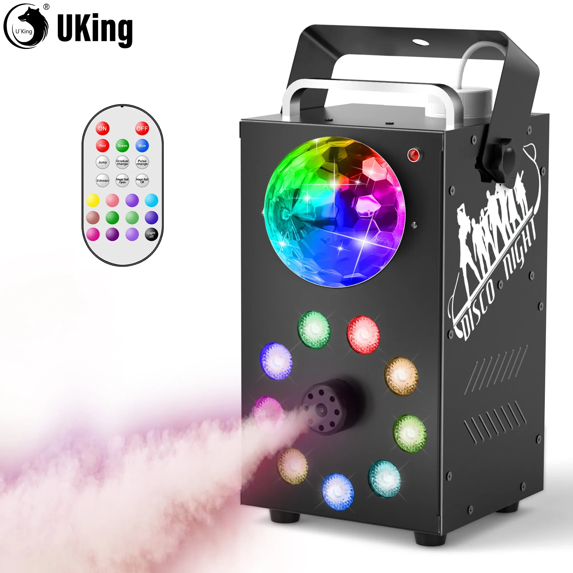 U`King 700W Stage Lighting Smoke Machine Fog Machine LED Colorful Haze Machine Remote Control Fogger For Wedding Party Dj Disco