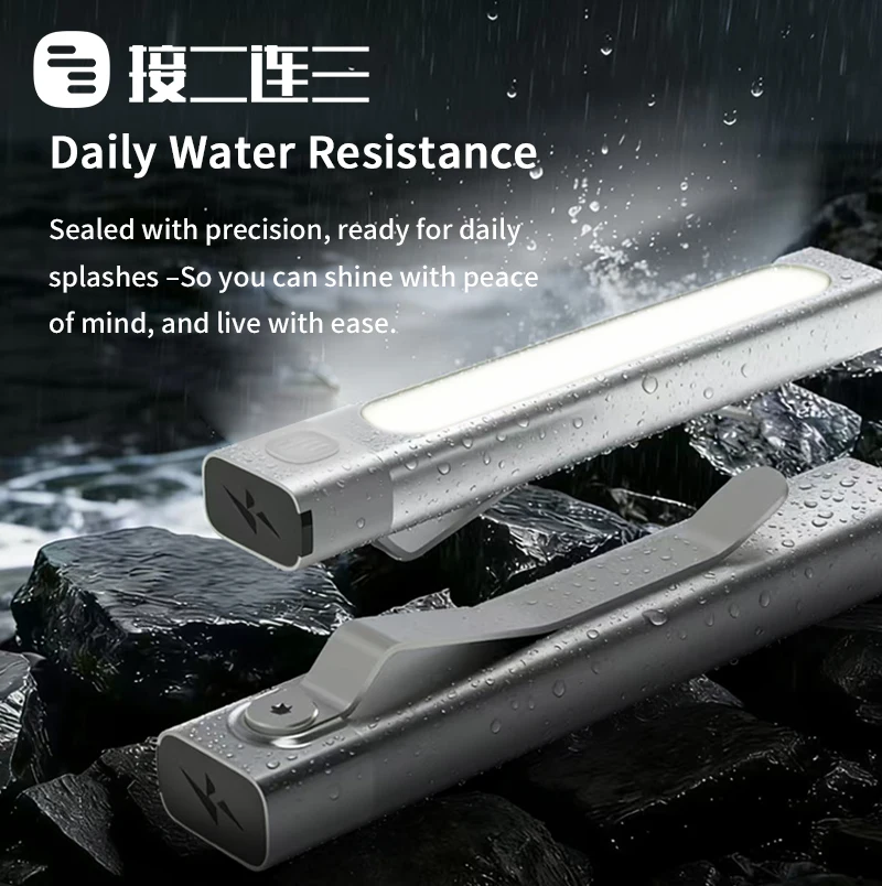 Portable Mini Tie Clip Light IPX7 Waterproof Flashlight for Outdoor 6-level Dimming Polymer Battery LED Light with Type-C Port
