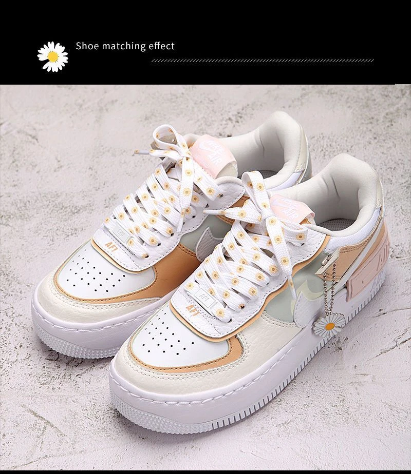 Kleine Gänseblümchen Schnürsenkel Cartoon Druck Mode Unisex Flache Schnürsenkel High-Top Canvas Sneakers Schnürsenkel AF1 Sport Schnürsenkel – Detail 8