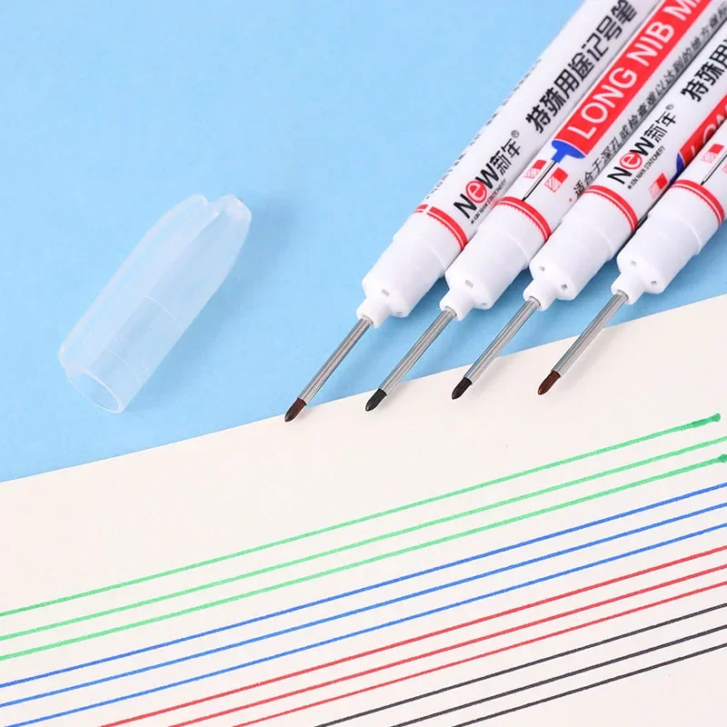 8/10 قطعة مقاوم للماء علامات طويلة الرأس حفرة عميقة قلم تحديد للمعادن نجار أحمر/أسود/أزرق/أخضر/أبيض الحبر أدوات النجارة