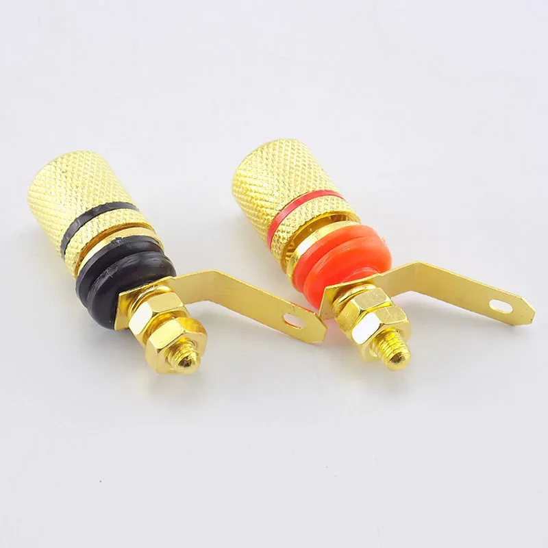 قابس موزي عزل الصوت محطات مكافحة تأثير المتكلم الموز مقبس متفرع 1 زوج أسود + أحمر مطلية بالذهب L1