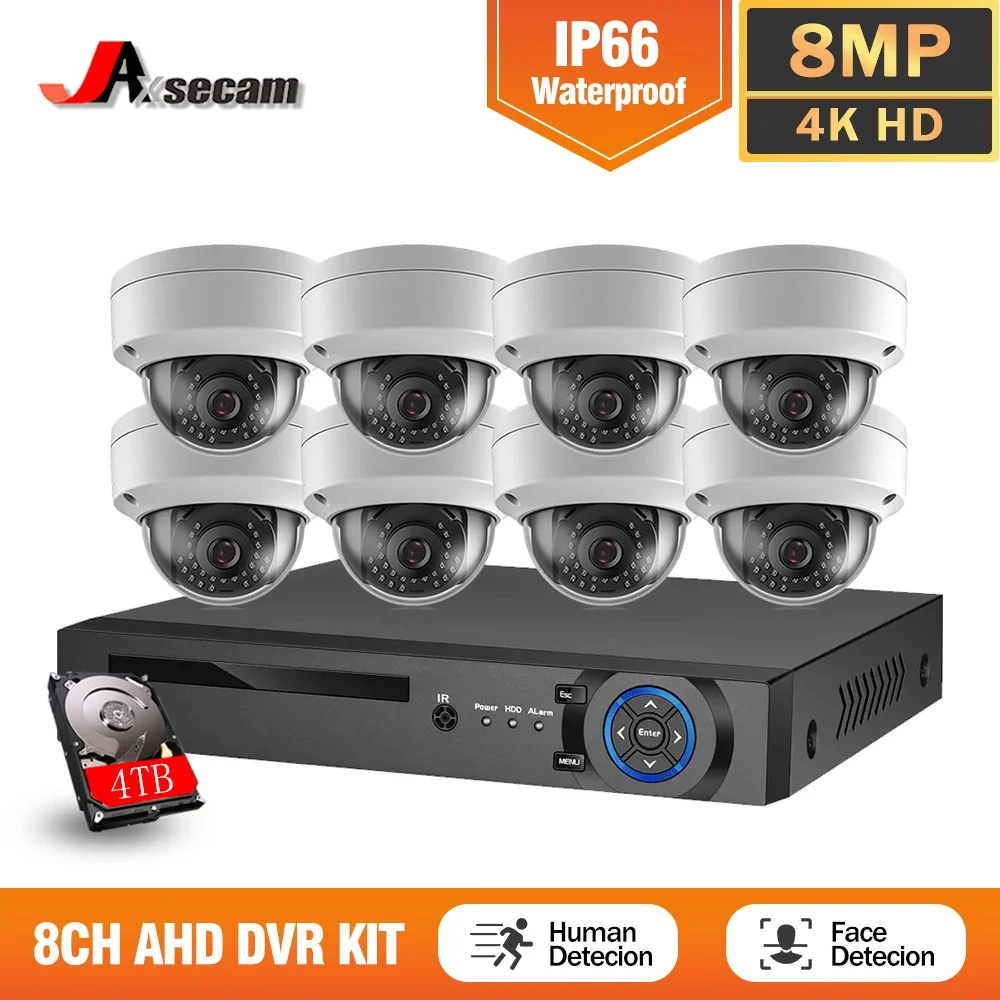 8CH 4K AHD DVR System CCTV 8MP kamery bezpieczeństwa i wodoodporny zestaw kamery monitoringu CCTV do wideo na zewnątrz do wykrywania ruchu