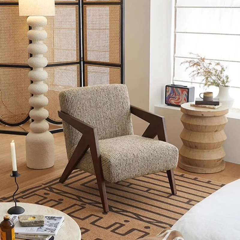 Tekli Koltuk Fransız Oturma Odası Balkon Dinlenme Koltuğu Retro Masif Ahşap Çok Amaçlı Mobilya