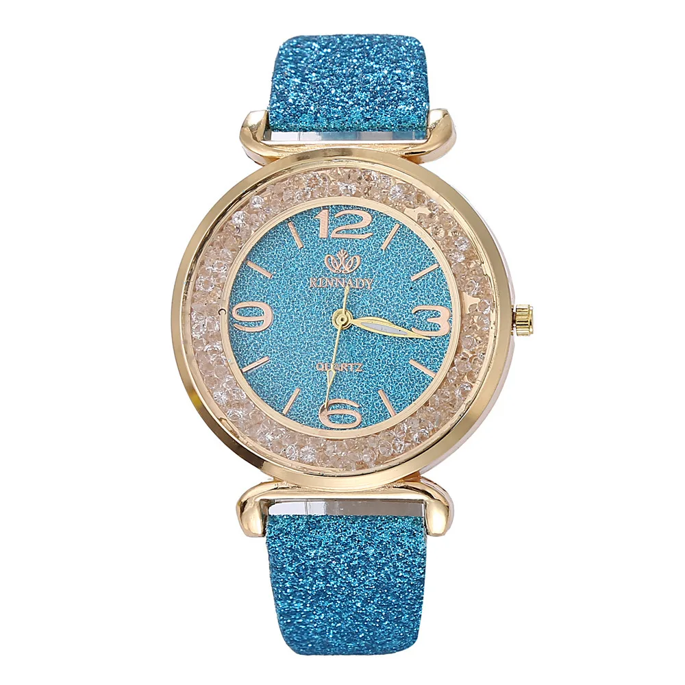 New Trendy Ball Dial Quartz Watch Fashionable Temperament Starry Sky Flash Powder Belt Ladies Watch