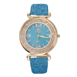 New Trendy Ball Dial Quartz Watch Fashionable Temperament Starry Sky Flash Powder Belt Ladies Watch