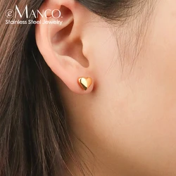 EManco Stainless Steel Love Three-dimensional Stud Earrings Female Peach Heart-shaped Fashion Clip Earring Party Jewelry