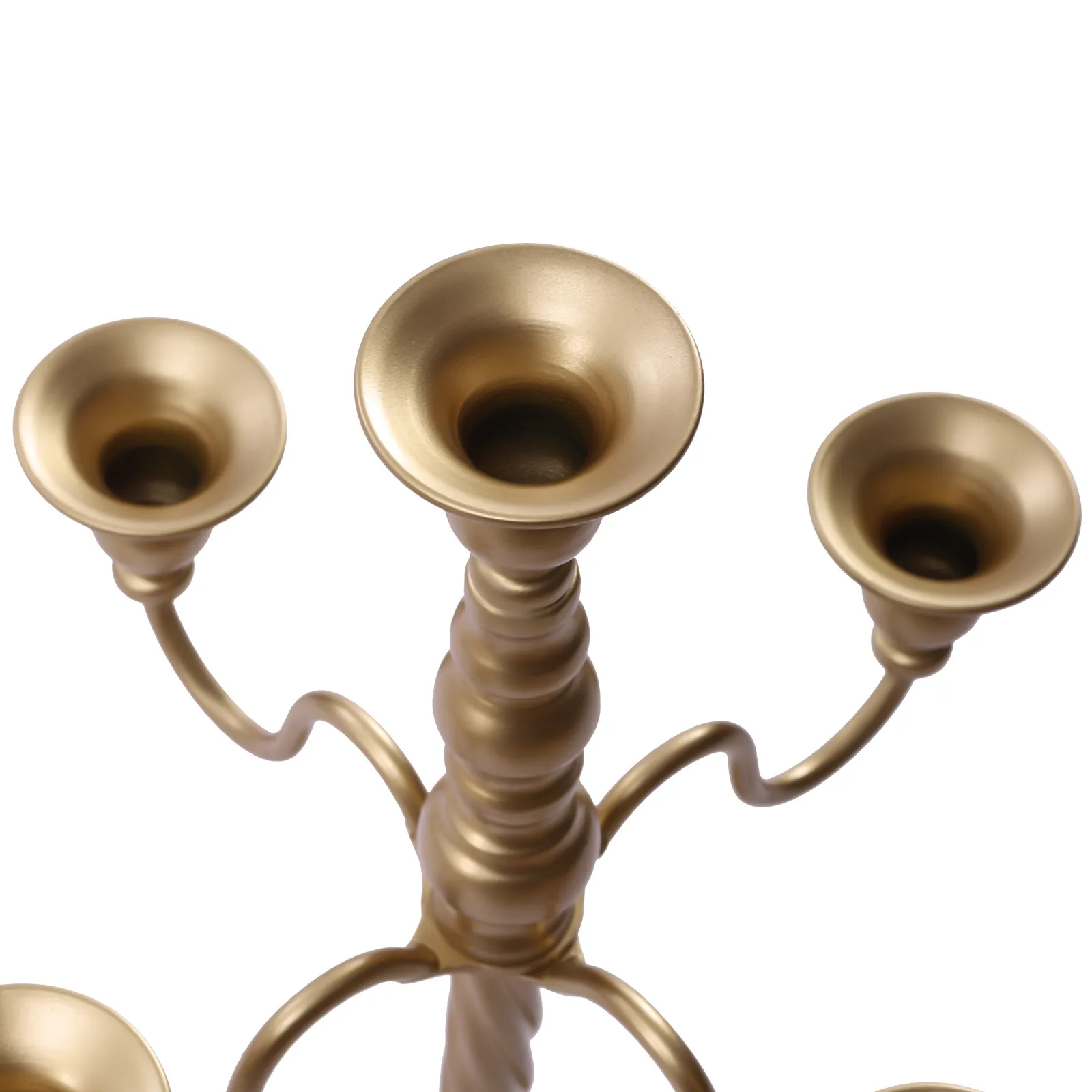 2개 골드 캔들라브라 촛대 테이블 센터피스, 5개 헤드 높이 촛불, 촛불 조명 화려한 빈티지 장식