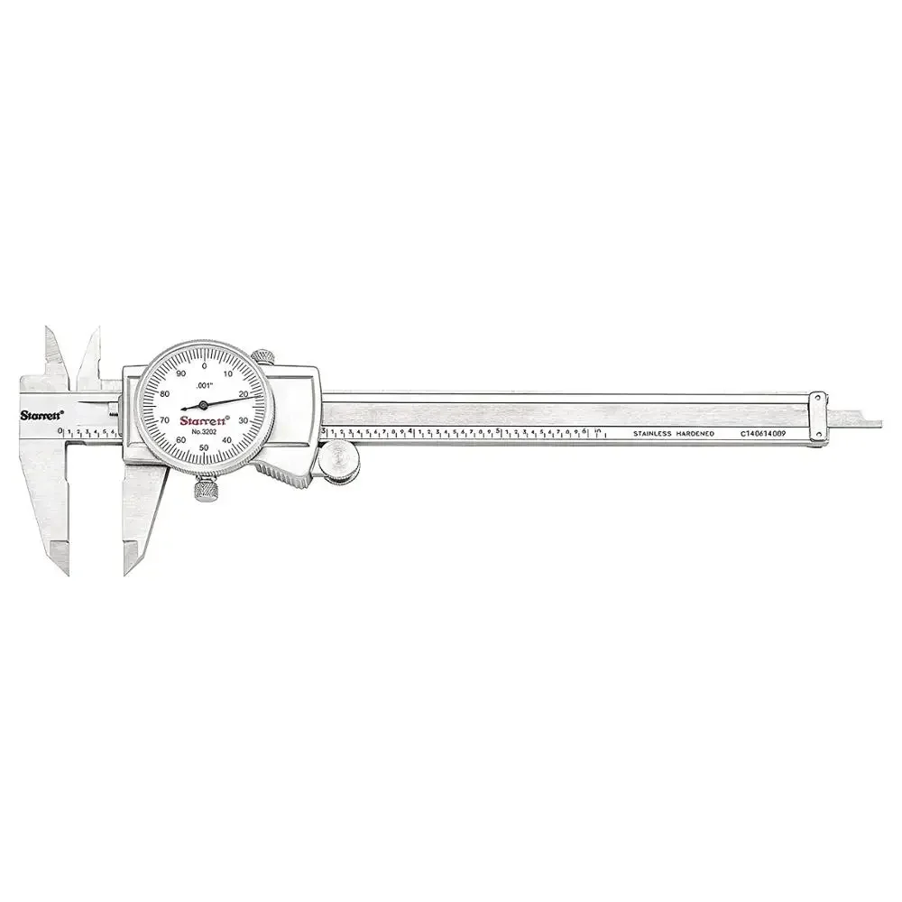 Starrett Dial Caliper Measuring Tool 3202-6/8/12, Hardened Stainless Steel Metal, 6 Inch 8inch 12inch Range, 0.001"