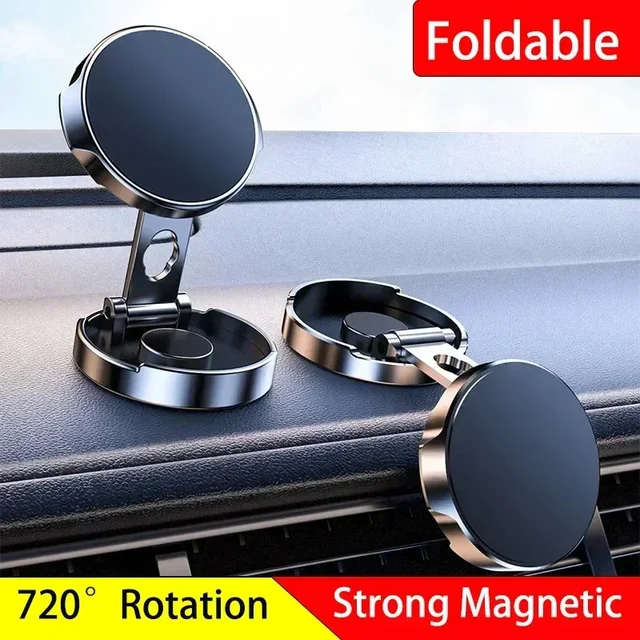 2025 Suporte magnético para celular Suporte dobrável para telefone para carro 720 °    Suporte redondo de rotação acessórios para iphone Android