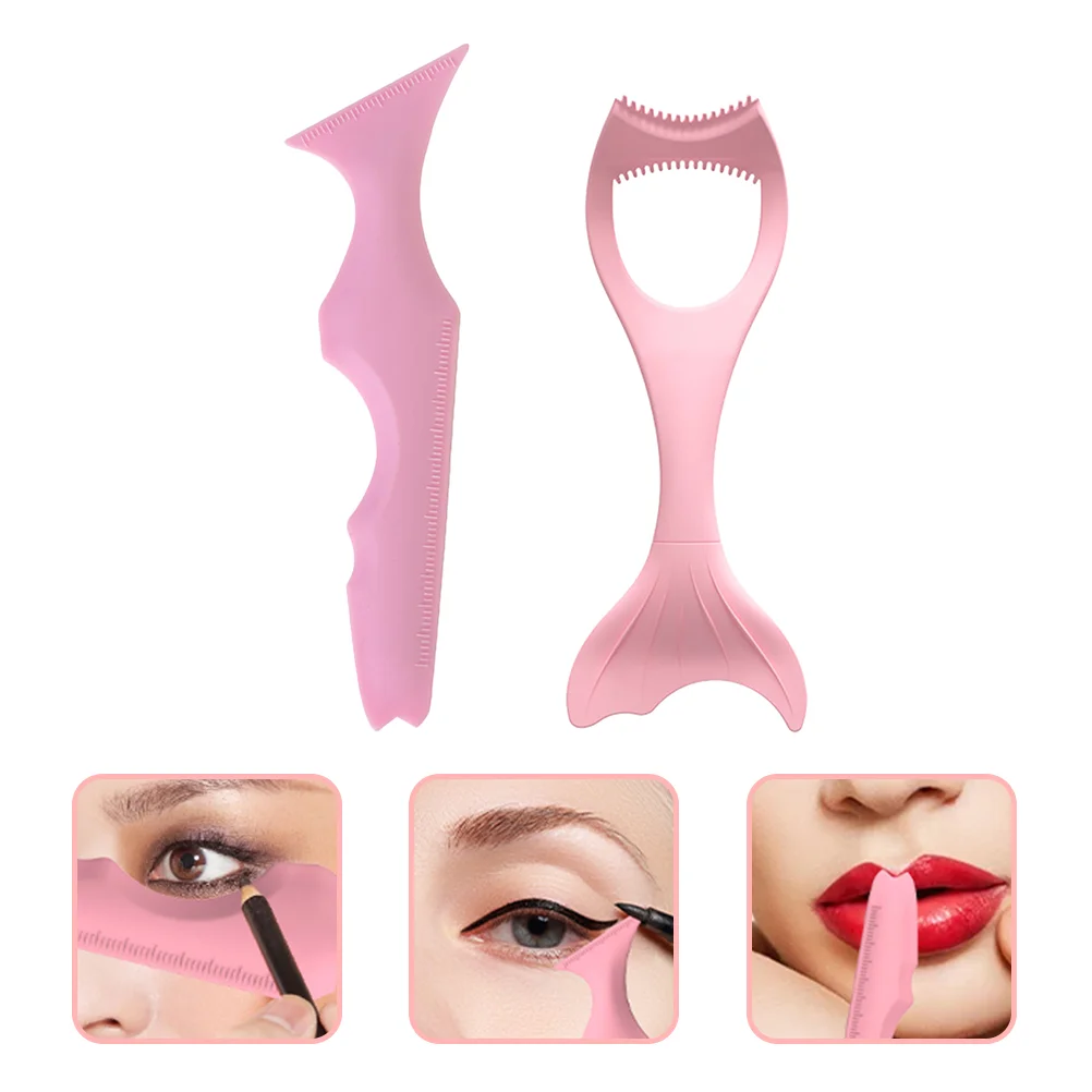 2 Pcs Eyeliner Eyeshadow Aid Silicone Eyebrow Stencil Mascara Drawing Aids Tool