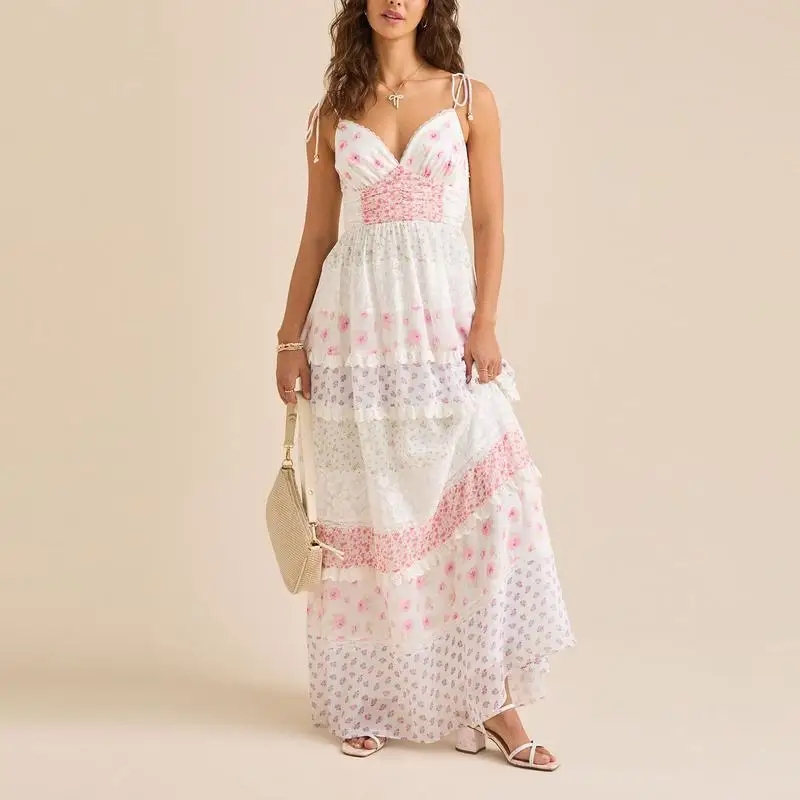 

Floral Lace Dress Women's Clothing Cross-Border Floral Print Lace Dress Spring City Walk Neutral Style Other Material 100%