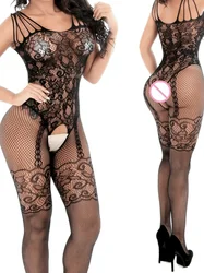 Purple High Elasticity  Comfortable Net Hollow Out Backless Crotchless Bodystocking Sexy Lingerie Fishnet Bodystocking